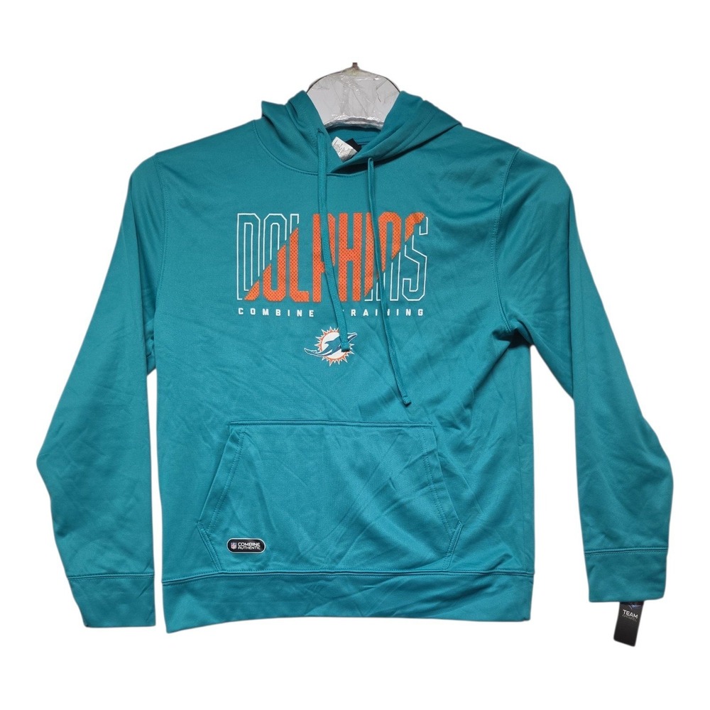 NFL Team Apparel Miami Dolphins Combine Training Hoodie Aqua Teal Mens L